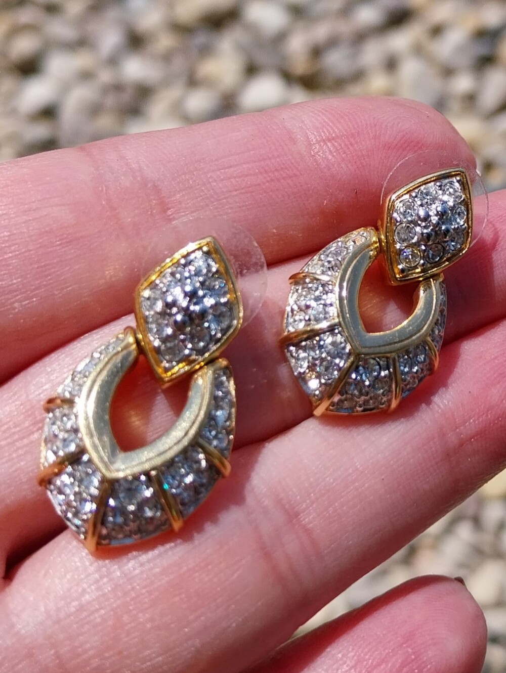 Swarovski Gold-Tone Clear Crystal Drop Earrings - Picture 5 of 12